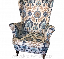 Fotel Uszak Łowiczanka Blue
